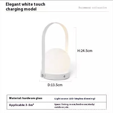 Mid-ancient Danish Portable Table Lamp Bedside Minimalist Portable Charging Touch Atmosphere Camping Night Light